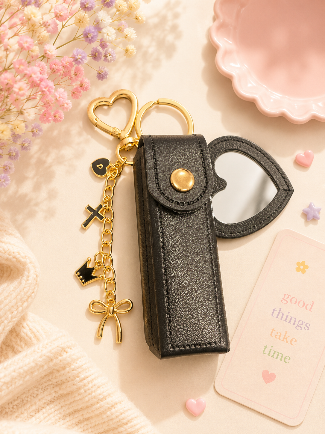 Sweetheart Mirror Lip Gloss Holder Charm 🖤